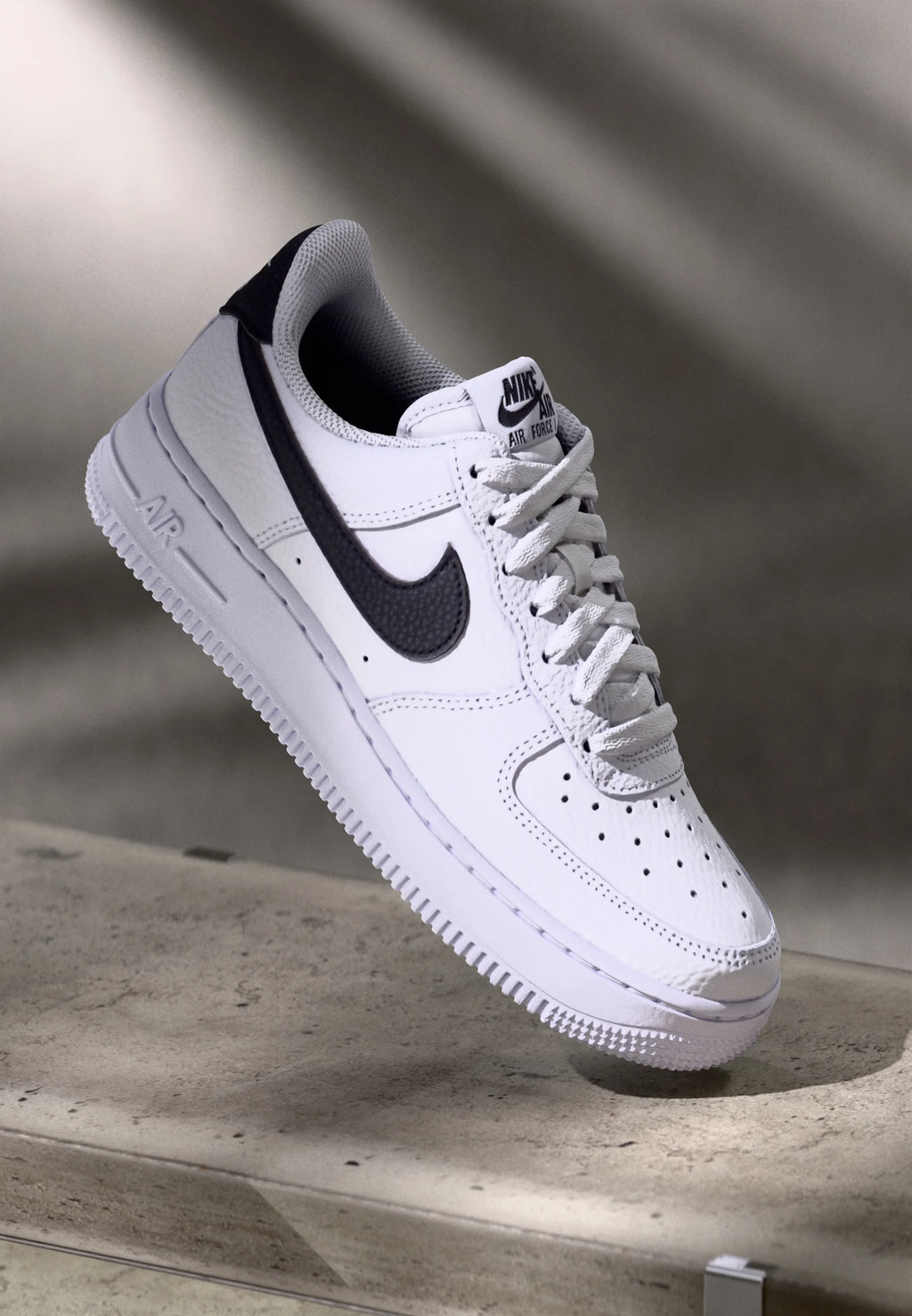 Nike Air Force 1 White Black Swoosh Sneakers