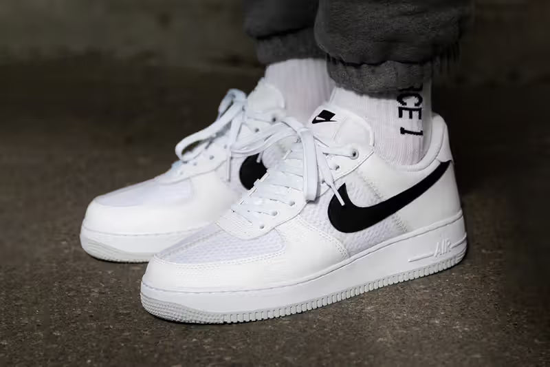 Nike Air Force 1 White Black Swoosh Sneakers